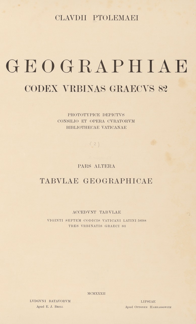 Ptolemy: Geographiae 1932, Frontispiece