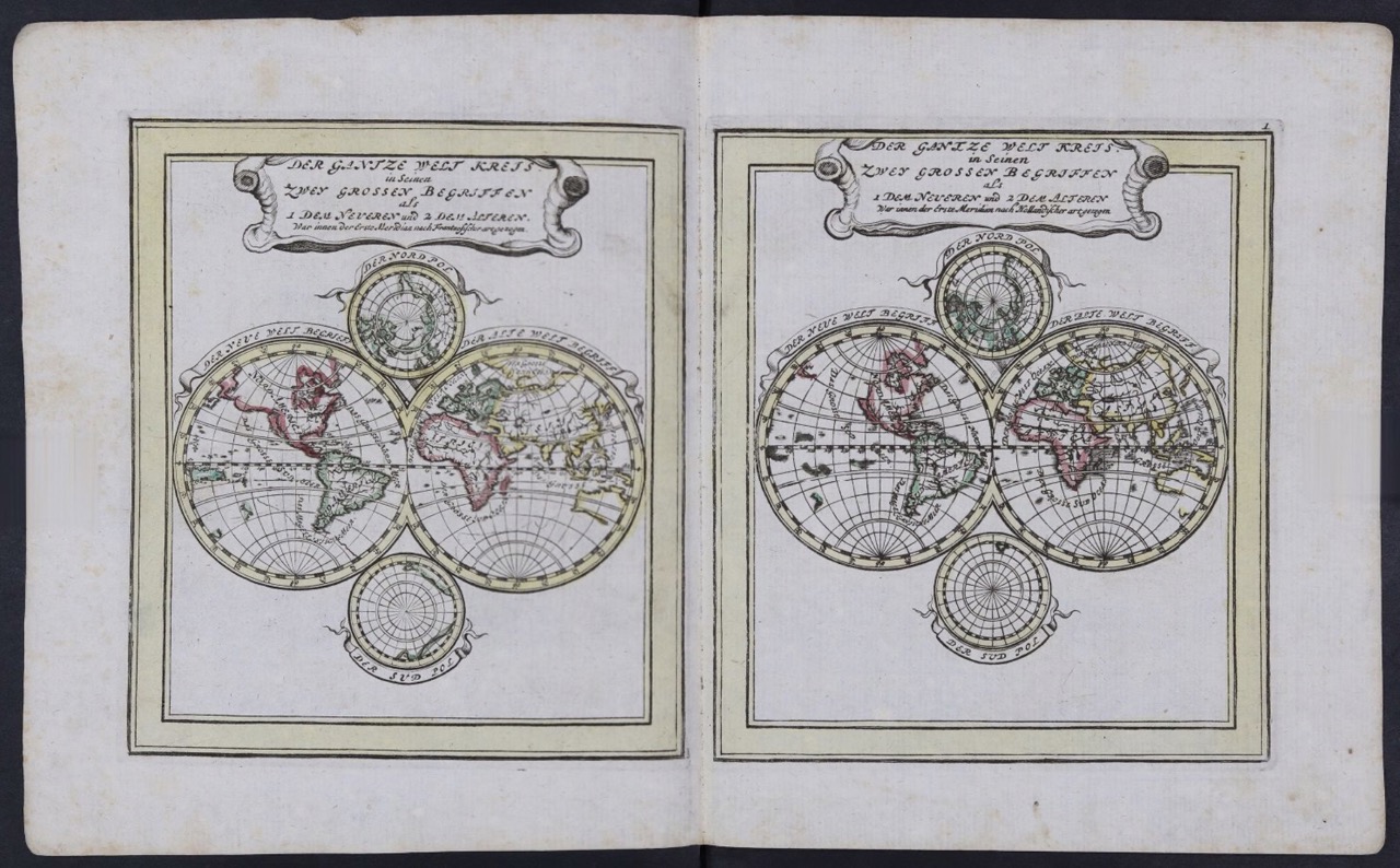Bodenehr: Atlas Curieux 1717, "Der ganze Welt Kreis"