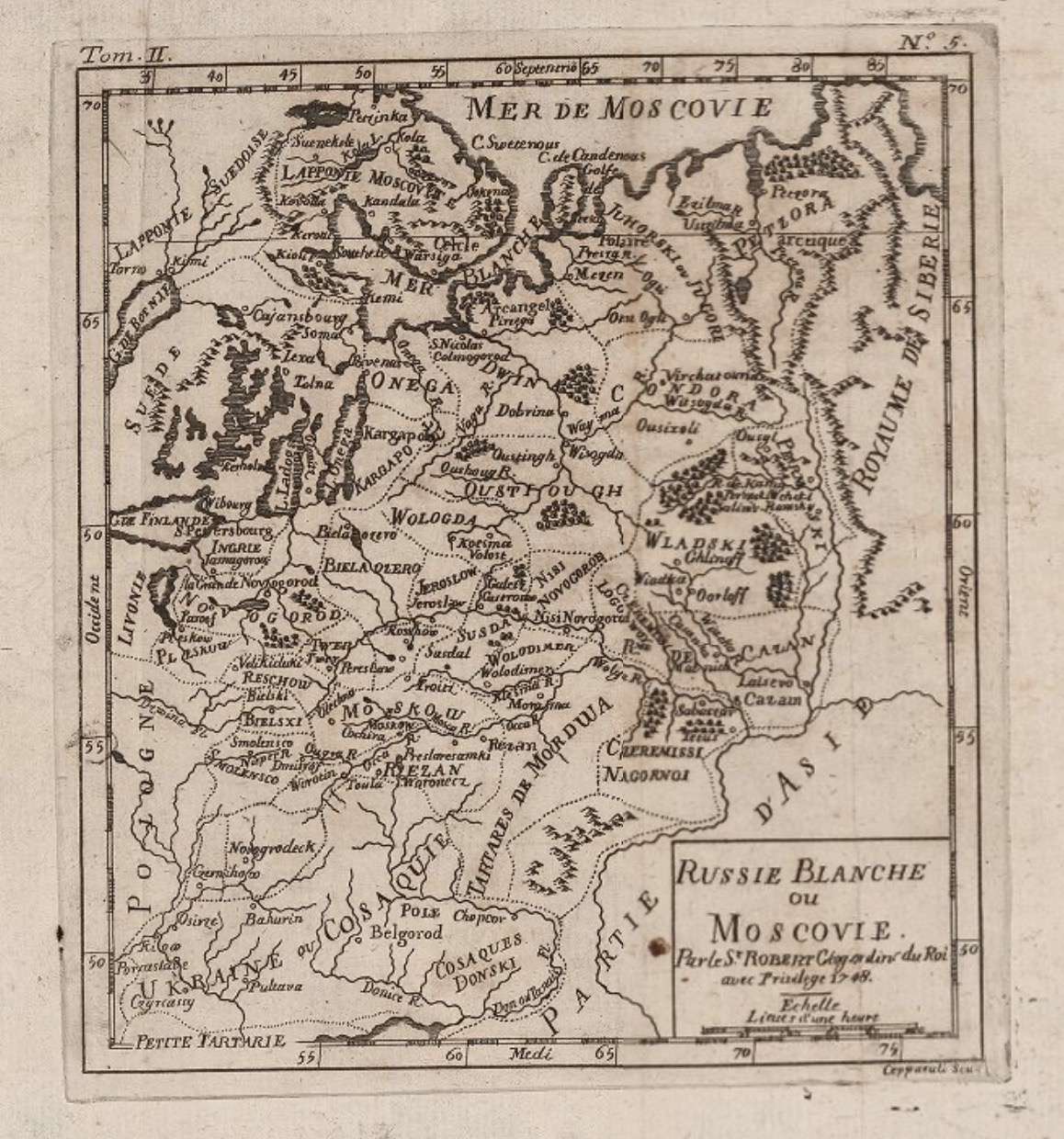Echard: Carte Geografiche 1771, "Russie Blanche ou Moscovie"
