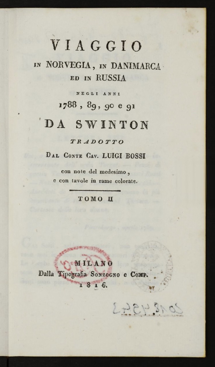 Swinton: Viaggio 1816, Frontispiece