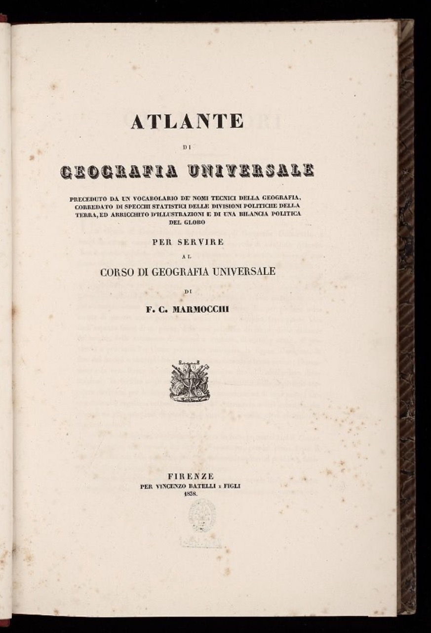 Marmocchi: Atlante Geografia 1838, Frontispiece