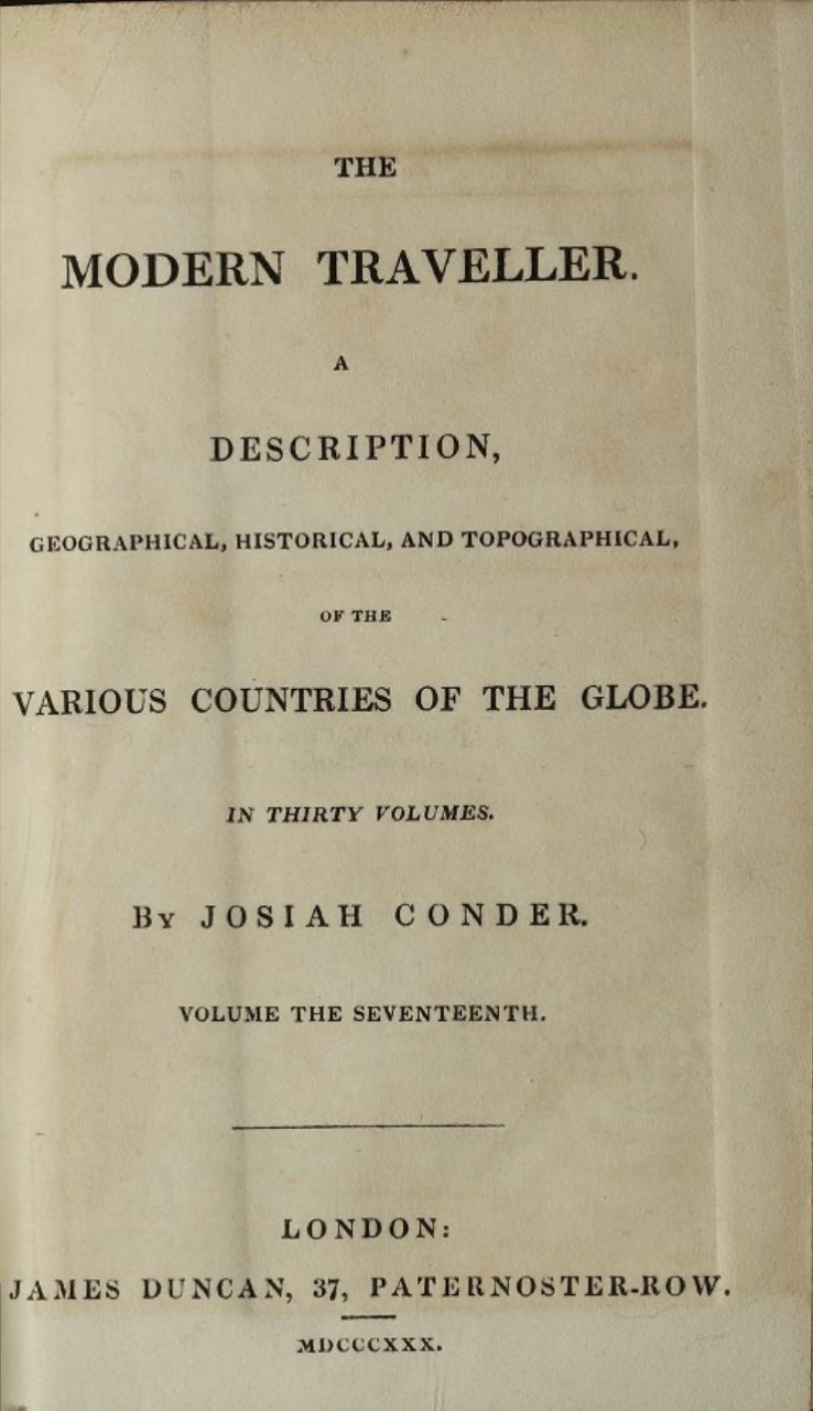Conder: Traveler 1830, Frontispiece