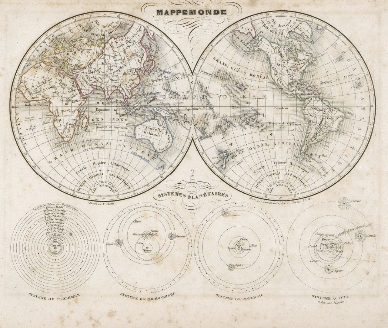 Monin: Atlas universel 1840, "Mappemonde"