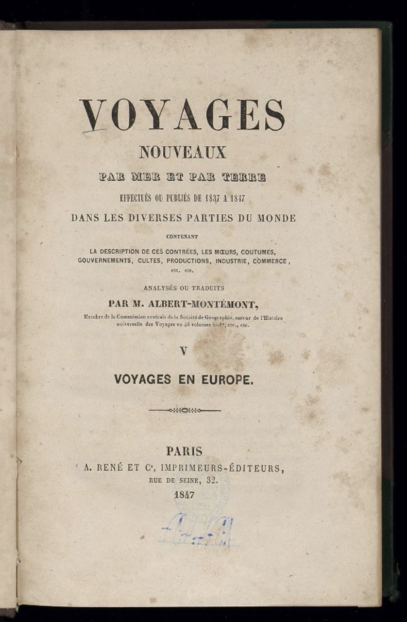 de Montémont: Voyages 1847, Frontispiece