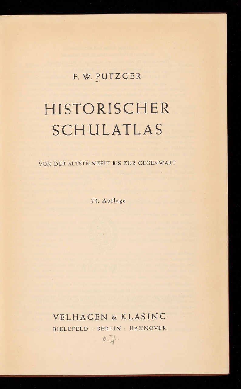 Putzger: Schulatlas 1958, Frontispiece