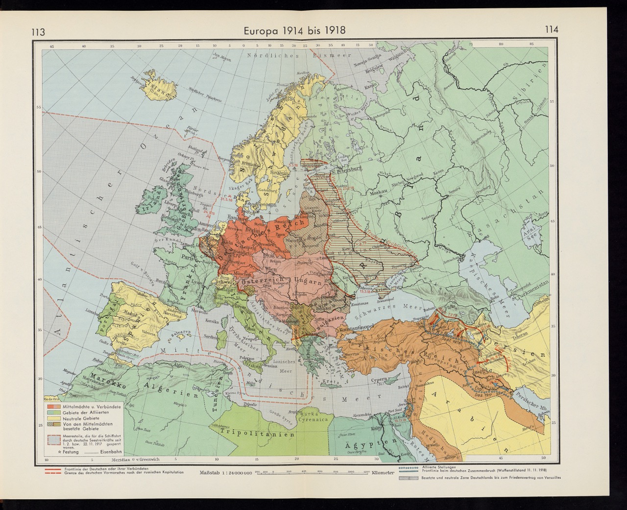 Putzger: Schulatlas 1958, "Europa 1914 bis 1918"